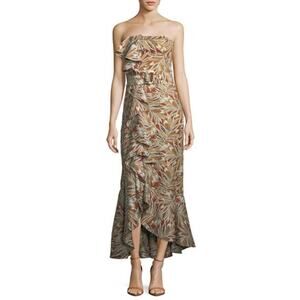 green emerald velvet dress Alora Embroidered Dress in Champagne main image 0